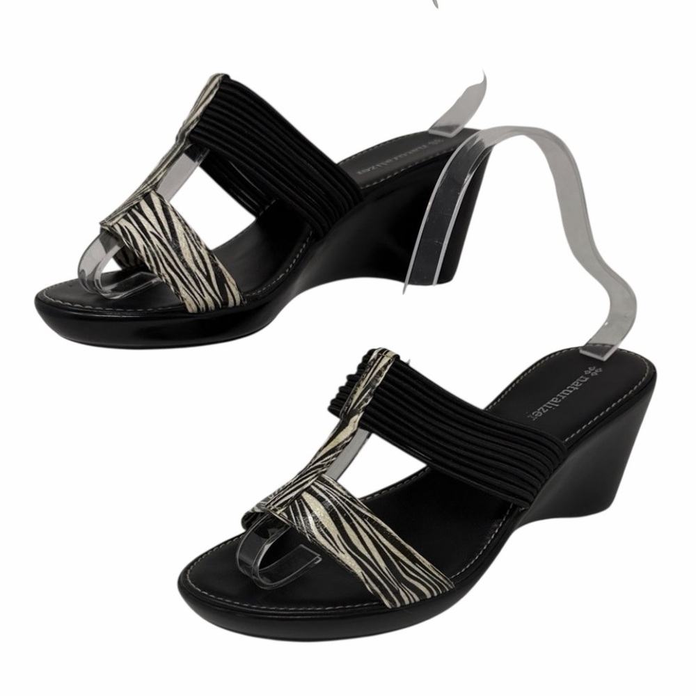 Vintage Naturalizer Zebra Print Wedge Sandals Size 7 Made In Italy